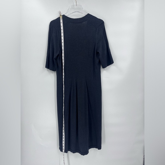 Peruvian Connection Womens L Sweater Dress dark‎ gray V-Neck Pima Cotton Midi - Picture 5 of 8